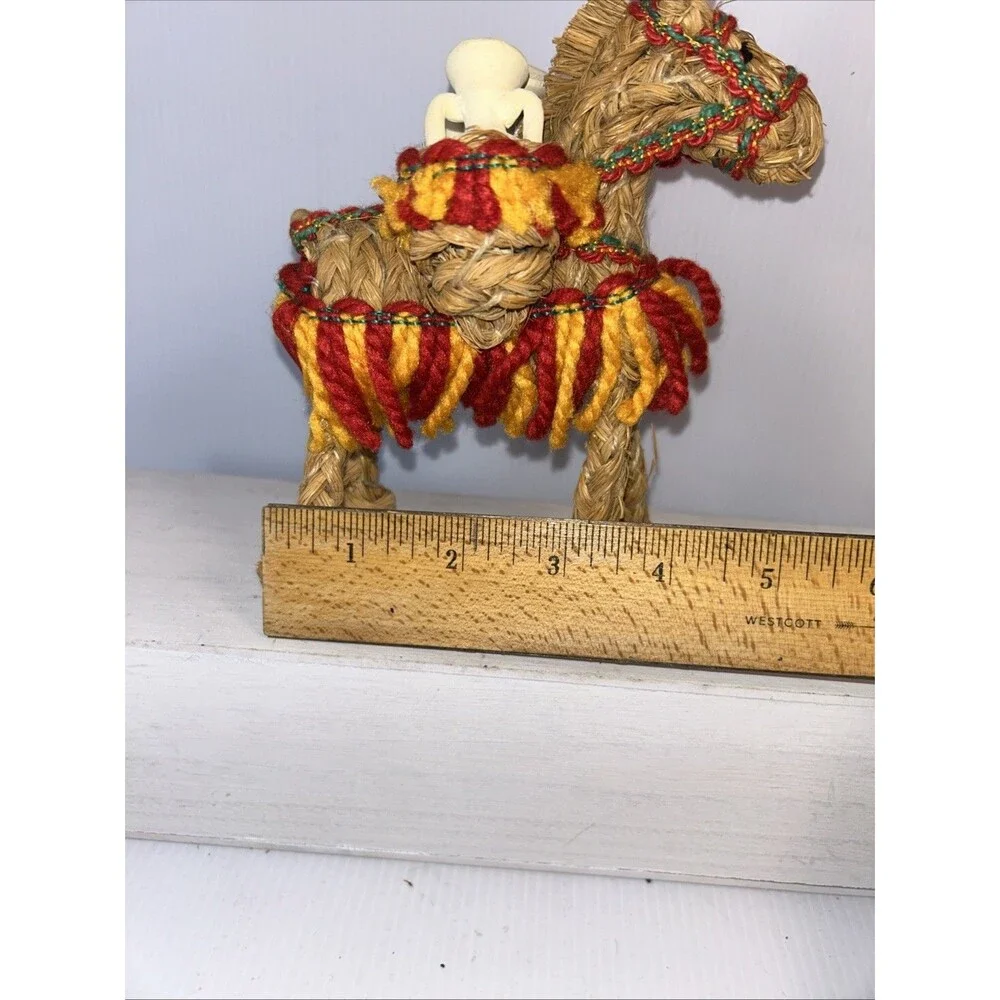 Mexican Woven Straw Donkey Burro w/Clay Pots- Pack Mule Figure Vintage Decor